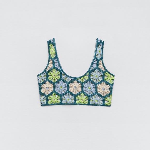 NWT Zara 2 Piece Floral Crochet Knit Top And Skirt - Picture 8 of 16